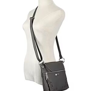 Rosetti Charcoal Crossbody Bag with Floral Embroidery